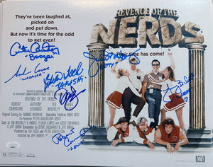 Revenge Of The Nerds cast signed 11x14 JSA signed by 7