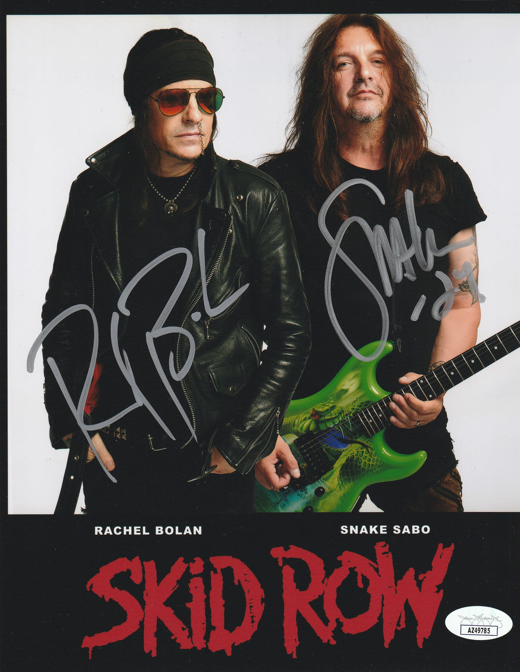 Skid Row signed 8x10 Snake Sabo and Rachel Bolan JSA