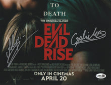 Load image into Gallery viewer, Evil Dead Rise signed 11x17 Alyssa Sutherland Gabriell Echols JSA
