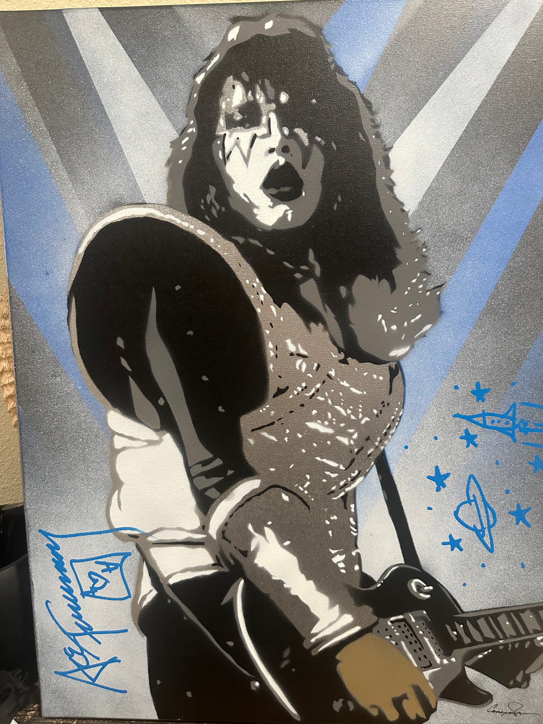 Ace Frehley signed print on canvas Kiss 18x24