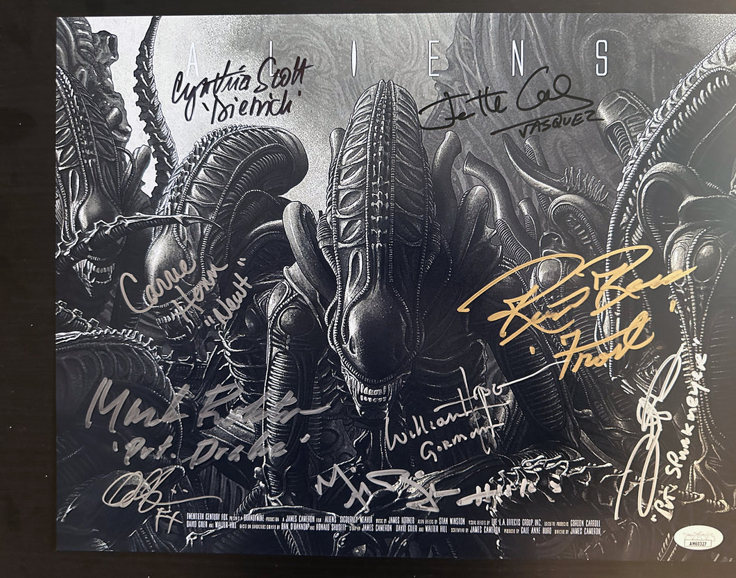 Aliens cast signed 11x14 poster JSA sticker  signed by 9