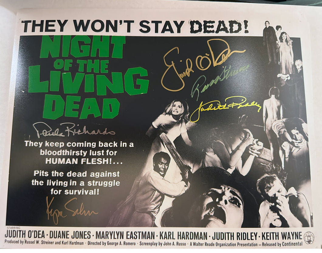 Night Of The Living Dead signed 11x14 poster  Signed by 5