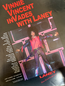 VINNIE VINCENT signed  KISS 1986 LANEY 17 x 22 poster