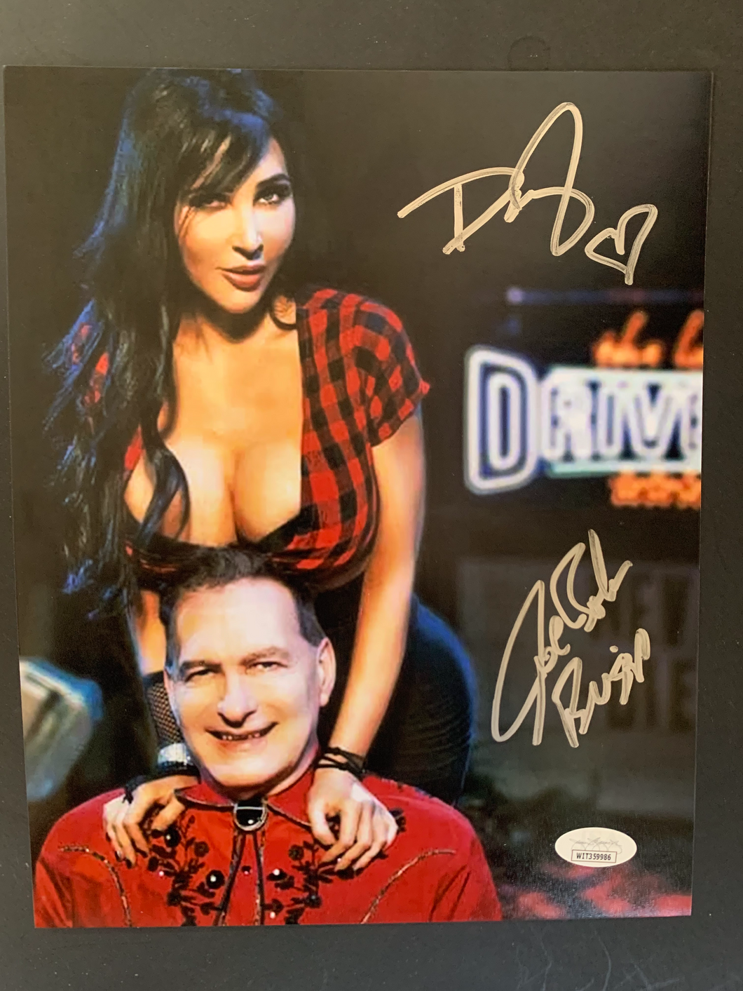 Joe Bob Briggs and Darcy signed 8x10 JSA COA